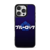 Blue Lock anime logo Japanese katakana text dark blue background Phone Case