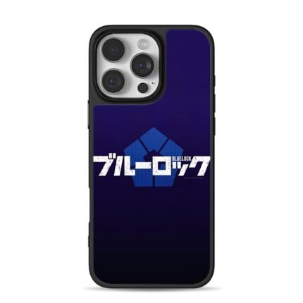 Blue Lock anime logo Japanese katakana text dark blue background Phone Case