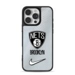 Brooklyn Nets NBA logo Nike swoosh on basketball grain background Phone Case