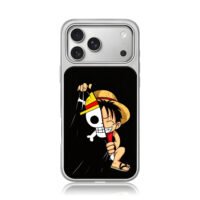 Chibi Luffy with One Piece pirate skull split design Phone Case