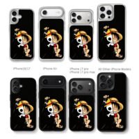 Chibi Luffy with One Piece pirate skull split design Phone Case