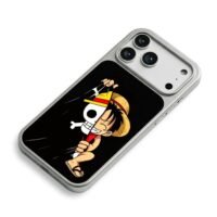 Chibi Luffy with One Piece pirate skull split design Phone Case