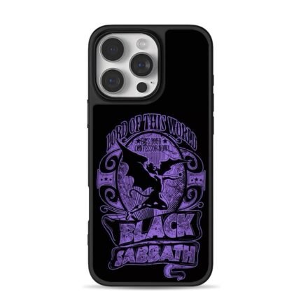 Black Sabbath rock band logo with winged demon and purple vintage design Phone Case