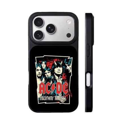 ACDC Highway to Hell retro rock band group poster Phone Case