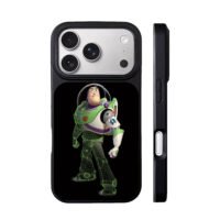 Buzz Lightyear green wireframe lower half on black Phone Case
