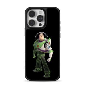 Buzz Lightyear green wireframe lower half on black Phone Case