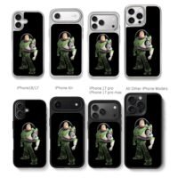 Buzz Lightyear green wireframe lower half on black Phone Case