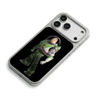 Buzz Lightyear green wireframe lower half on black Phone Case