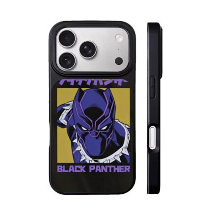 Anime Black Panther portrait with bilingual text Phone Case