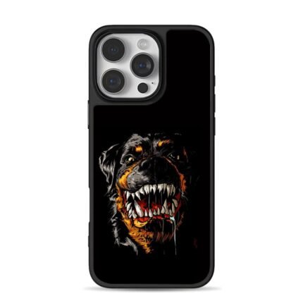 Aggressive rottweiler head art on black backdrop Phone Case