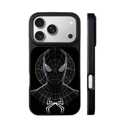 Black SpiderMan bust white spider logo tech radar Phone Case