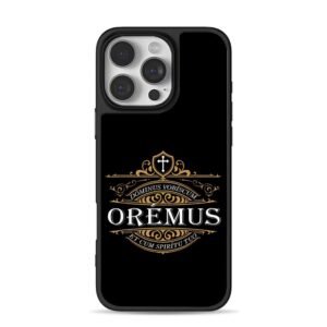 Catholic cross Latin prayer gold ornate design Phone Case