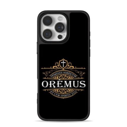 Catholic cross Latin prayer gold ornate design Phone Case