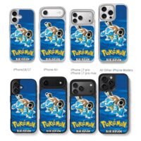 Blastoise Pokemon Blue Version blue background art Phone Case