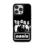 Black and white print of Oasis band members and their official band logo Phone Case