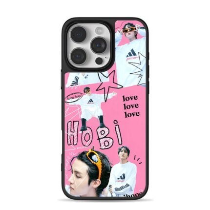 BTS Jhope Hobi pink collage love text doodles Phone Case