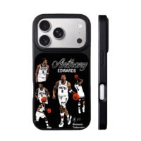 Anthony Edwards Timberwolves basketball collage Phone Case