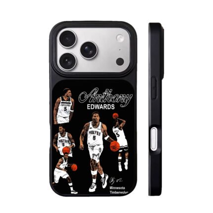 Anthony Edwards Timberwolves basketball collage Phone Case