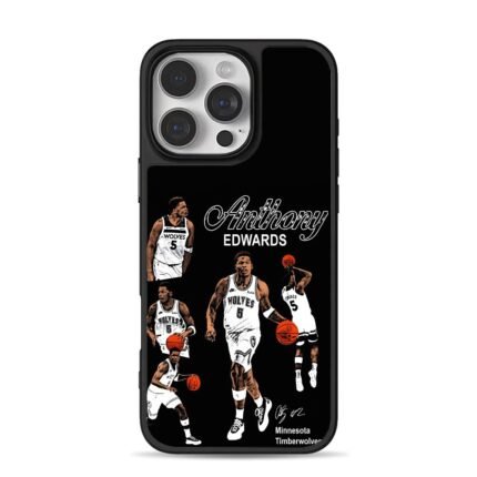 Anthony Edwards Timberwolves basketball collage Phone Case