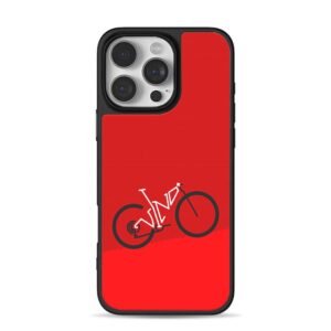 Black wheeled bike made of VNO letters on red background Phone Case