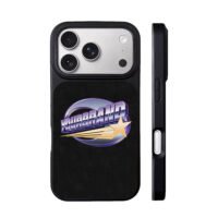3D YOURBRAND logo with purple oval frame and golden shooting star Phone Case