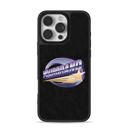 3D YOURBRAND logo with purple oval frame and golden shooting star Phone Case
