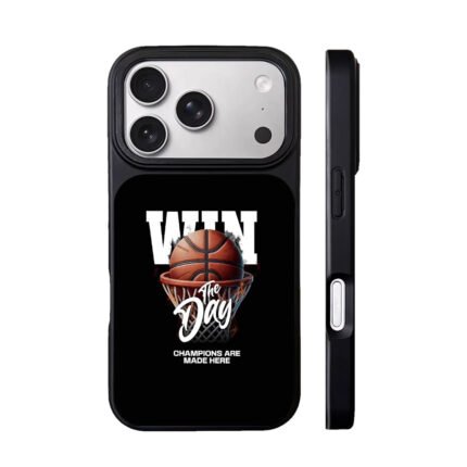 Basketball in hoop win the day champion slogan Phone Case