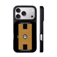 Brooklyn Nets basketball court with team logo Phone Case