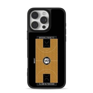 Brooklyn Nets basketball court with team logo Phone Case