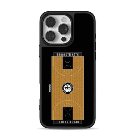 Brooklyn Nets basketball court with team logo Phone Case
