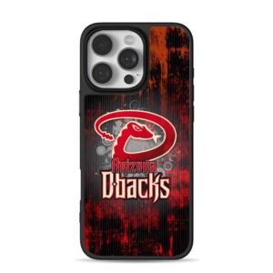 Arizona Dbacks red snake logo grunge red black backdrop Phone Case