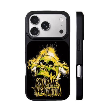 Bring Me The Horizon yellow green skull crossbones punk art Phone Case