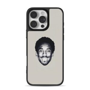 Black and white smiling Kobe Bryant head portrait Phone Case