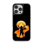 Cheering Luffy silhouette from One Piece with orange straw hat art Phone Case