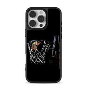 Chalk sketch style basketball dunking through hoop Phone Case