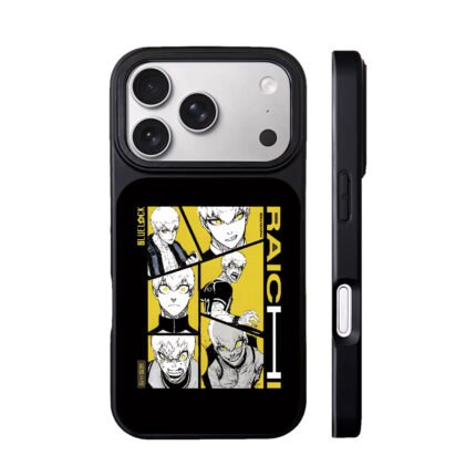 Blue Lock Raichi Jingo manga collage with yellow black tones Phone Case