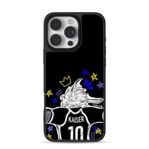 Blue Lock Kaiser No10 soccer jersey doodle with stars and crown Phone Case