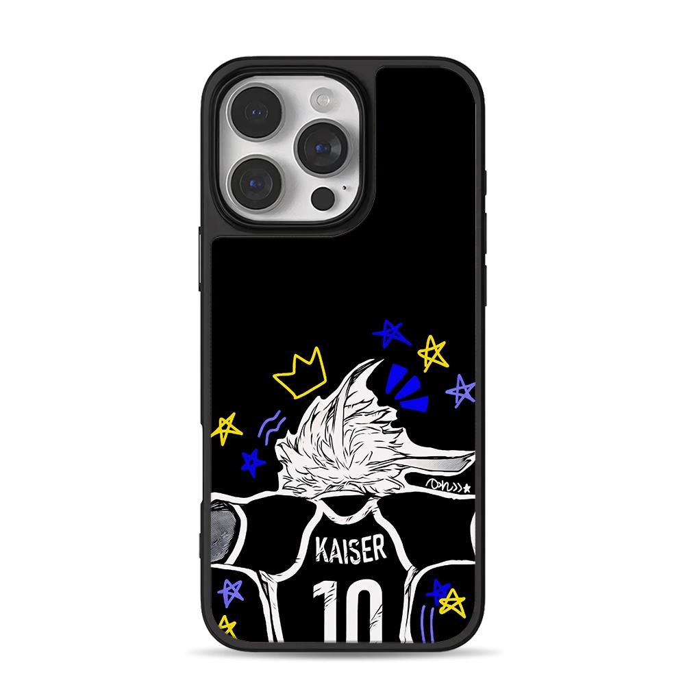 Blue Lock Kaiser No10 soccer jersey doodle with stars and crown Phone Case Blue Lock Kaiser No10 soccer jersey doodle with stars and crown Phone Case
