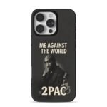 2Pac portrait Me Against The World text vintage microphone and handcuffs Phone Case