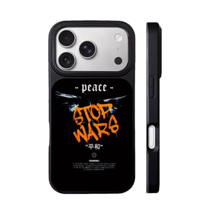 Anti war stop wars graffiti with wings and peace text Phone Case