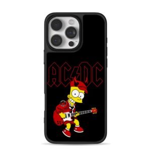 ACDC Bart Simpson devil horns playing red guitar Phone Case