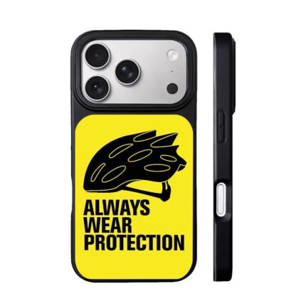 Black bike helmet with always wear protection Phone Case