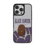 Black Samson cartoon bald hero purple armor art Phone Case