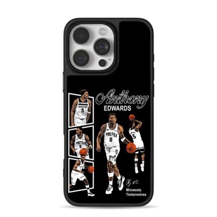 Anthony Edwards Timberwolves basketball collage Phone Case