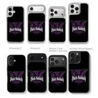 Black Sabbath retro gothic rock logo with purple bat spiral Phone Case