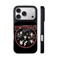Bon Jovi vintage rock band group portrait logo graphic print Phone Case