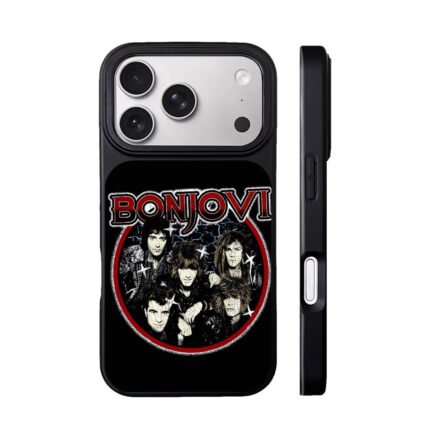 Bon Jovi vintage rock band group portrait logo graphic print Phone Case