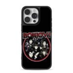 Bon Jovi vintage rock band group portrait logo graphic print Phone Case
