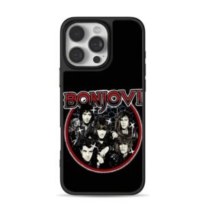 Bon Jovi vintage rock band group portrait logo graphic print Phone Case
