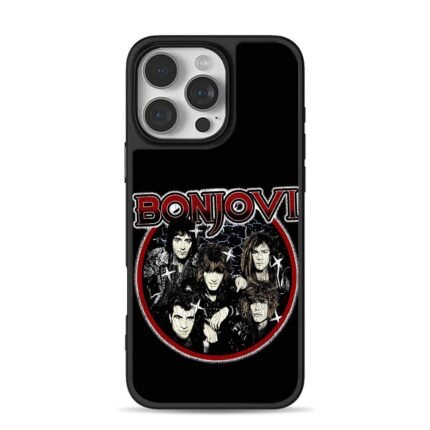 Bon Jovi vintage rock band group portrait logo graphic print Phone Case